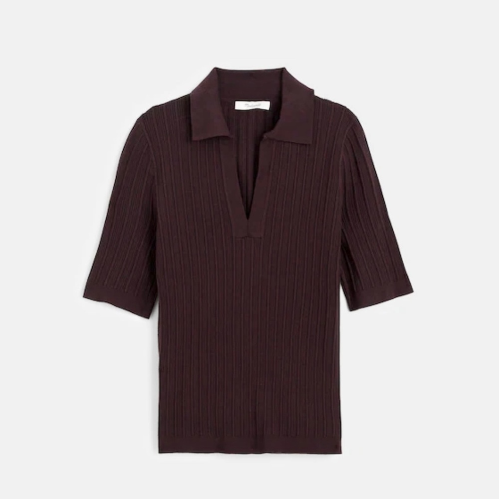 Madewell The Signature Knit Johnny-Collar Sweater. Size: XXS. Color: Espresso